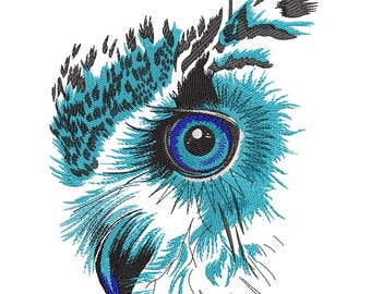 Vivid Owl Eye Embroidery Design, Owl Machine Embroidery File, Midnight Owl Embroidery Design, Forest Bird Embroidery Design