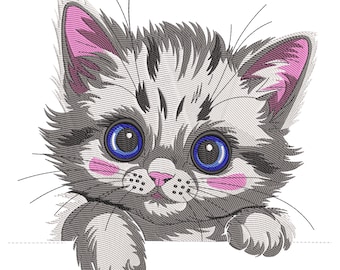 Disegno da ricamo "Gattino Peekaboo", file da ricamo per amanti dei gatti, file da ricamo a macchina per gatti