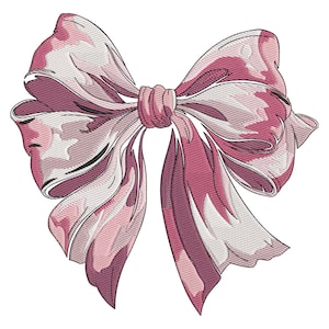 Elegant Pink Bow Embroidery Design, Ribbon Bow machine embroidery File, cute pink bow embroidery Design