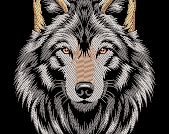 Fierce Wolf Embroidery Design, Floral Wolf Machine Embroidery File, Animal Embroidery Design