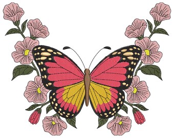 Floral Butterfly Embroidery Design, Butterfly Splash Machine Embroidery File, Colorful Butterfly Embroidery File, Butterfly Embroidery File