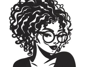 Curly Hair Afro Woman Embroidery Design, Afro Black Woman Machine Embroidery Design, Afro Woman Embroidery File, African Woman Embroidery
