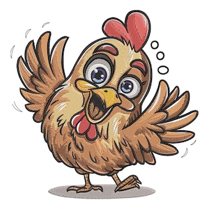Cheerful Cartoon Chicken Embroidery Design, Crazy Chicken face with Sunglass Machine Embroidery Design, Farm Animal Embroidery Design
