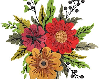Floral Bouquet Embroidery Design, Floral Machine Embroidery, Flower Embroidery File, Machine Embroidery Design