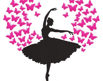 Ballerina embroidery designs, Ballet machine embroidery File. Girl embroidery file dancer