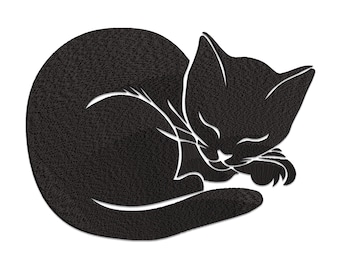 Diseño de bordado de gato durmiendo, patrón de bordado a máquina de gatito, archivo de bordado de niña mascota