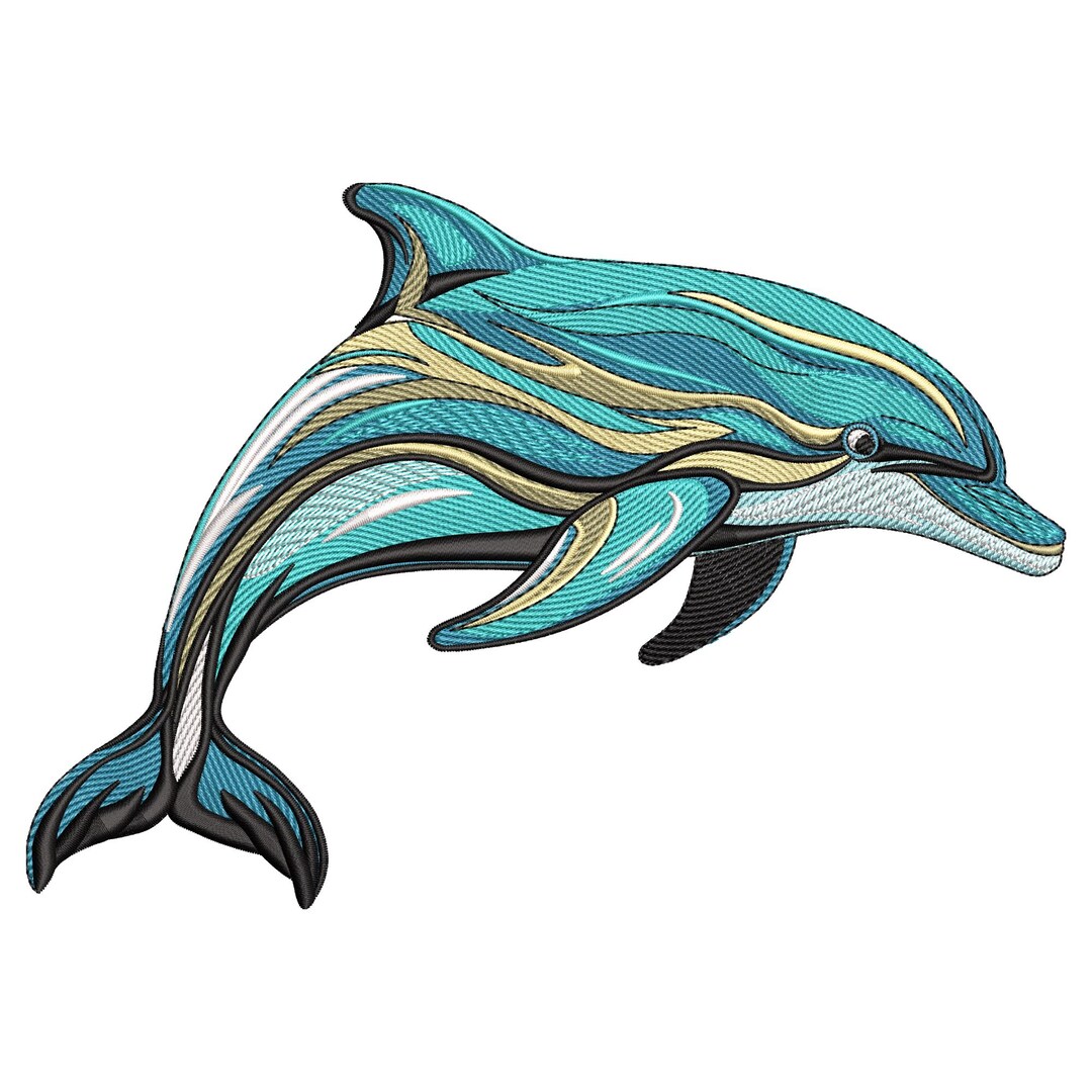 Dolphin Leaping From Water Embroidery Design, Dolphin Jumping ...