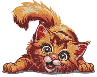 Playful Ginger Kitten Embroidery Design, Animal Machine Embroidery File, Kitty embroidery file, Cute Duchess Kitten Embroidery File