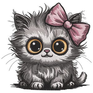 Disegno da ricamo di un tenero gattino soffice, file per ricamo a macchina, file per ricamo di un tenero gattino, file per ricamo di un gatto