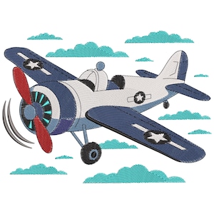 Vintage Airplane Embroidery Design, Fighter Jet Machine Embroidery File, Airplane Embroidery File, Mini Aircraft Airplanes Machine Design