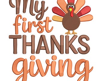Mijn eerste Thanksgiving-borduurontwerp, baby Turkije herfstvakantie machineborduurbestand