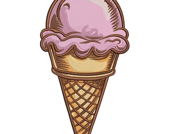 Ice Cream Cone Embroidery Design, Mini Ice Cream Embroidery Design, Ice Cream Embroidery File