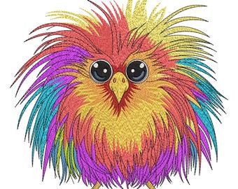 Disegno di ricamo gufo soffice colorato, disegno di ricamo a macchina gufo colorato, file di ricamo gufo arcobaleno, ricamo gufo carino