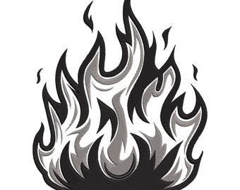Diseño de bordado de llama, diseño de bordado a máquina de fuego, archivo de máquina de bordado de fuego en miniatura, diseño de fogata