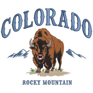 Colorado Bison Embroidery Design, Colorado Bison Machine Embroidery, Machine Embroidery Design, Nature Scene Embroidery File