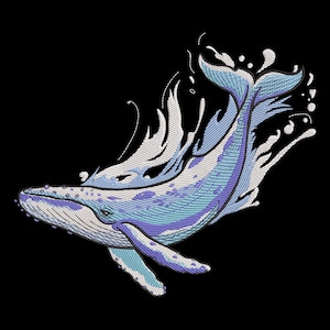 Majestic Blue Whale Embroidery Design, Sea Animals Machine Embroidery File, Unique Ocean Theme Embroidery