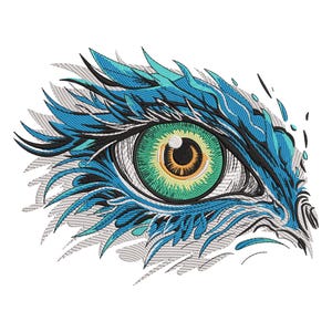 Dragon Eye Embroidery Design, Eye of the Mystic Machine Embroidery Design, Chinese dragon Head Embroidery File
