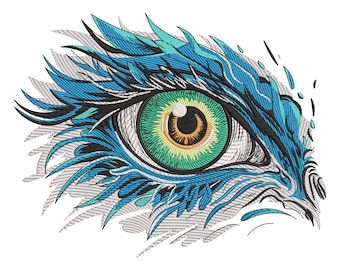 Dragon Eye Embroidery Design, Eye of the Mystic Machine Embroidery Design, Chinese dragon Head Embroidery File