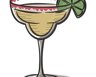 Margarita Cocktail Embroidery Design, Cocktail Machine Embroidery File, Drinks Embroidery Designs, Summer Cocktail Embroidery File