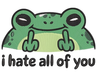 Sarcastic Frog Embroidery Design, Cute Green Frog Embroidery File, Baby Frog Embroidery File, Cute frog Embroidery Design
