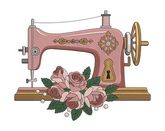花柄ミシン - 機械刺繍デザイン - 3 サイズ、裁縫はさみ刺繍パターン