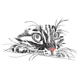 Cat Face embroidery design,Cute Cat machine embroidery File, trendy Cat embroidery designs