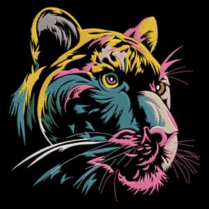 Vibrant Tiger Head Embroidery Design, Tiger Head Machine Embroidery Design, Tiger face Embroidery File, Animal Embroidery Design
