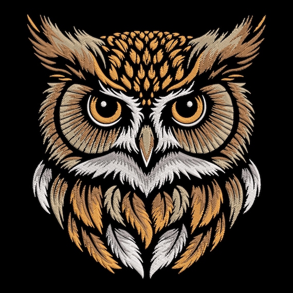 Majestic Owl Embroidery Design, Floral Owl Machine Embroidery File, Bird Embroidery Design