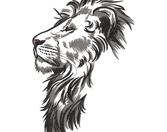Majestic Lion Profile Embroidery Design, Regal Wildlife Animal Embroidery File, Wild Jungle King Embroidery Design