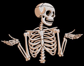 Szkielet z wzorem haftu na ramionach, plik do haftu maszynowego na Halloween Witches, plik do haftu na straszną czaszkę, wzór haftu zwierzęcego