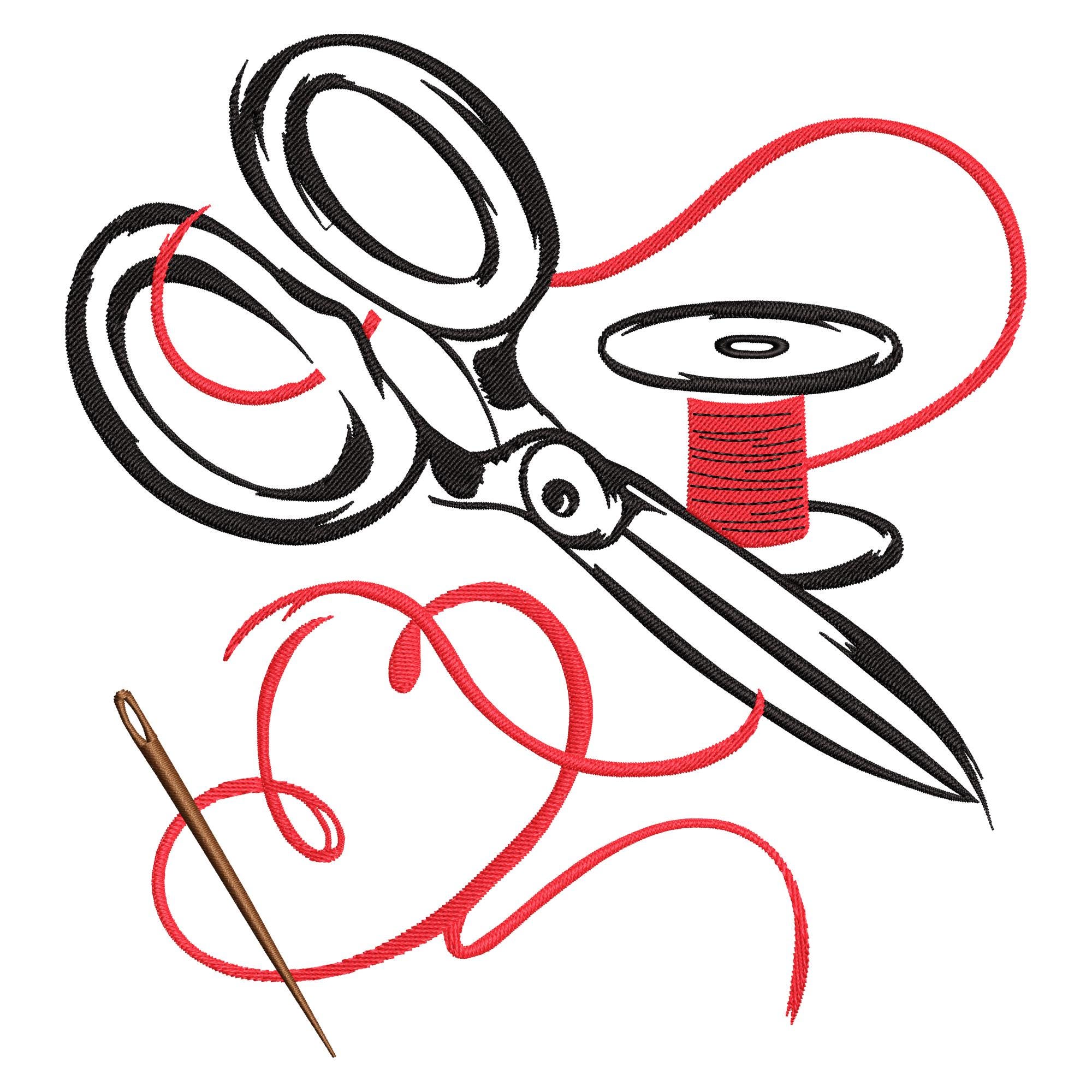 Sewing Tools Embroidery Design, Split Tailor Supplies Embroidery Design ...