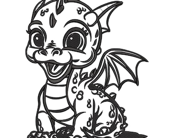 Cute Dragon Embroidery Design, Baby Dragon Embroidery Designs, Baby Embroidery Design File
