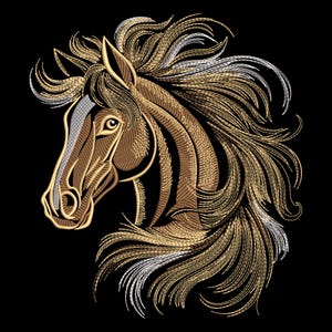 Horse Head Embroidery Design, Horse in the Dark Machine Embroidery Design, Horse Silhouette Embroidery Files
