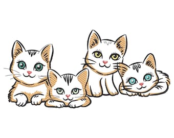 Katze sitzende Katze, Stickdatei, Katze, Stickmuster, bunte Stickdatei, bunte Katze Stickdatei, trendige Stickdatei