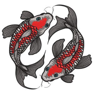 Elegant Koi Fish Embroidery Design, Animal Machine Embroidery File, Fish Machine Embroidery Patterns, Machine Embroidery for Home Decor
