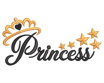 Royal Princess Crown Embroidery Design, Princess Crown Embroidery File, Princess Machine Embroidery Design, Royal Crown Heart Embroidery