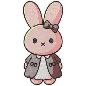 Motif de broderie lapin doux noeud, fichier de broderie lapin de Pâques, fichier de broderie Machine lapin, motif de broderie Machine