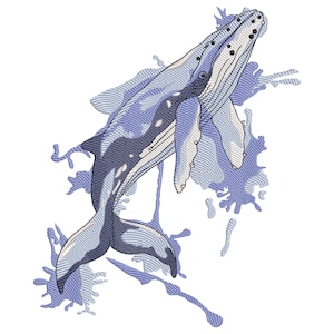 Humpback Whale Embroidery Design, Whale Embroidery Design File. Machine embroidery design
