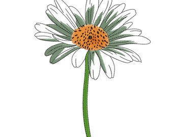 Diseño de bordado de margarita en forma de corazón, archivo de bordado de margarita, diseño de bordado de mini flores, diseño de bordado de flores simple