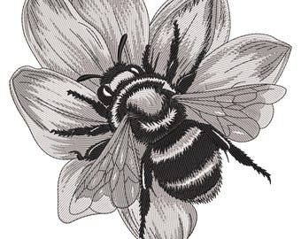 Bee Etching Machine Embroidery Design, Bee Floral Embroidery File, Machine Embroidery Design, Bee wreath embroidery design