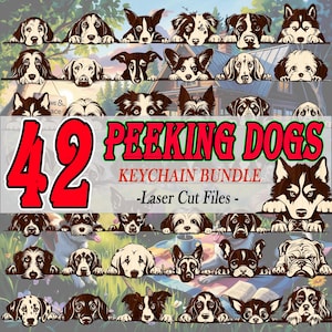 42 gluren honden lasergesneden bestanden, hondenrassen ontwerp, cadeau voor huisdier, ideeën voor huisdierhalsband, hondenkoppen rassenkunst, sleutelhanger, schattige hond, hondenliefhebber