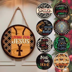 Laser Cut Christian Round Sign Bundle: Bible Verse Home Decor (Digital Download)