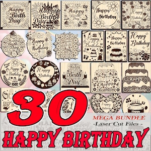 30 gelukkige verjaardag pop-upkaart lasergesneden bundel, houten verjaardagskaart, verjaardagskaart cadeau, wenskaart, verjaardagscitaten, cadeau-ideeën