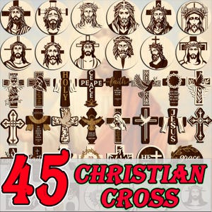 45 Christian Religious Cross Laser Cut Mega Bundle, cross stand laser cut, 3D mandala plywood, Christian Cross Earrings, wood layered cross