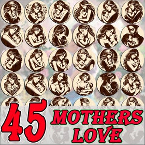Mother & Child Silhouette Laser Cut Bundle (Digital Download)
