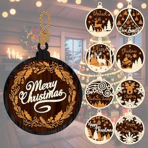 10 CHRISTMAS ORNAMENTS Craft bundle, Christmas Balls Tree Decorations Craft Hanging Bauble Digital, Chirtmas 2025, Welcome Front Door Sign
