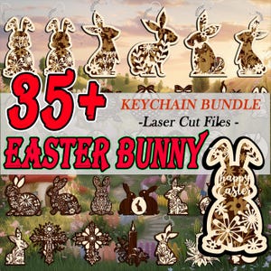 30+ Osterfarben Laser Cut, Osterhasen Dateien, Oster Ausschnitte/Paint Kit, Blumenkaninchen Multilayer, 3D Osterhase, Oster Schlüsselanhänger