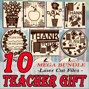 10 cartões de agradecimento cortados a laser, presente gravado para professor, porta-notas adesivas para professor, agradecimento ao professor, presente de gratidão para professor