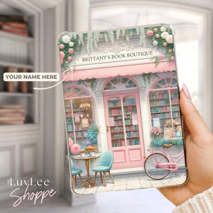 Personalized Pink Book Boutique Kindle or Kobo Insert, Holographic Sparkle Overlay