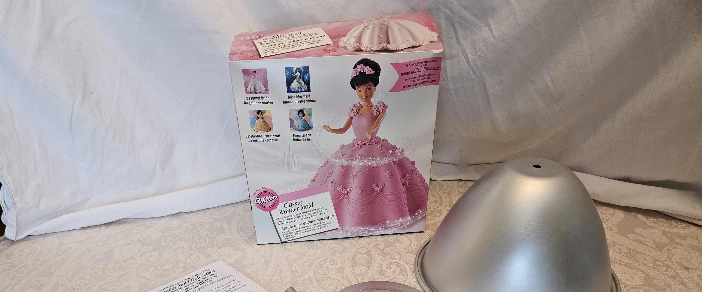 wilton classic wonder mold doll dress Vintage Cake Pan Set, Original Box & Instructions, Produced in early 2000s elsa barbie cake